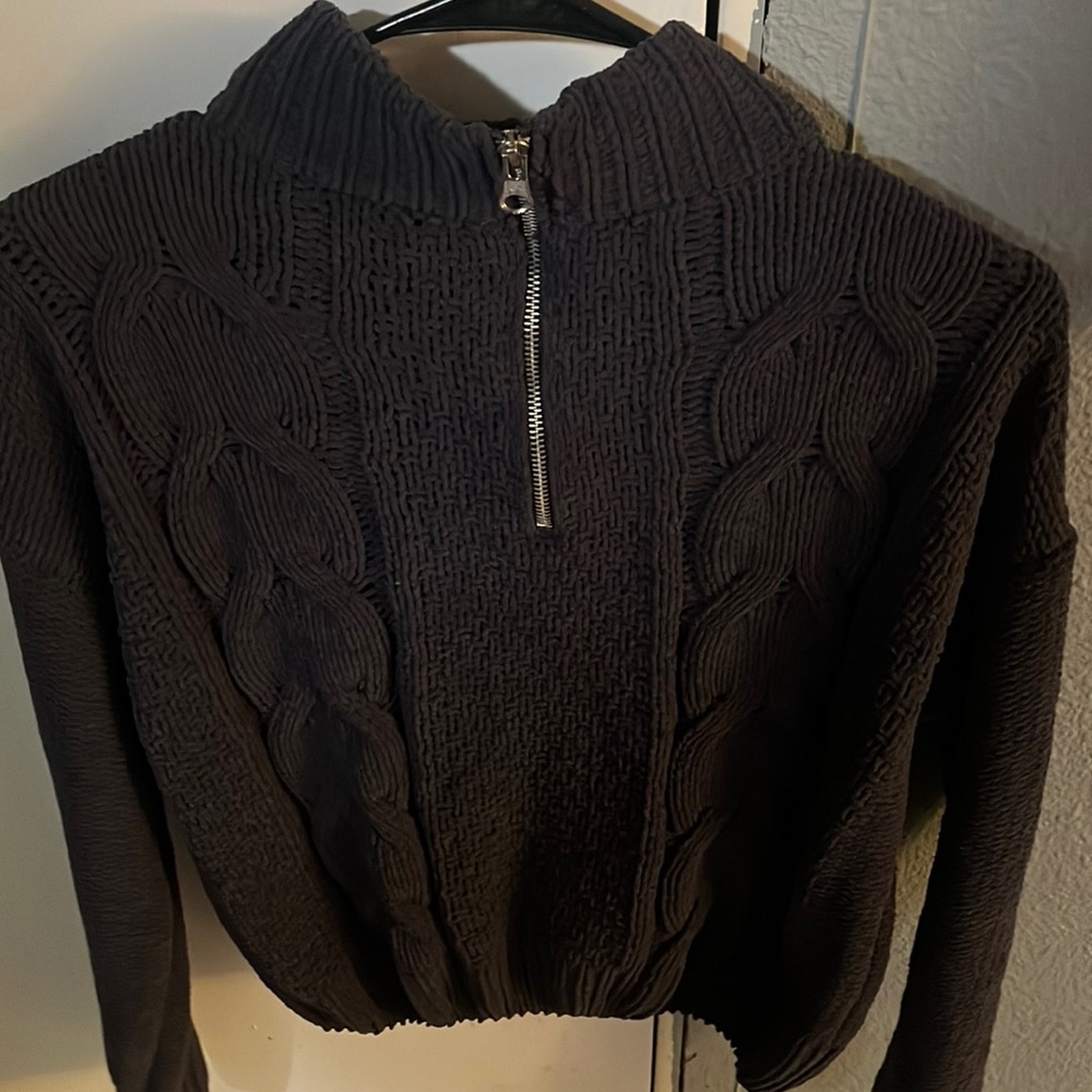 Dark navy blue sweatshirt with zipper. Wore 1 time